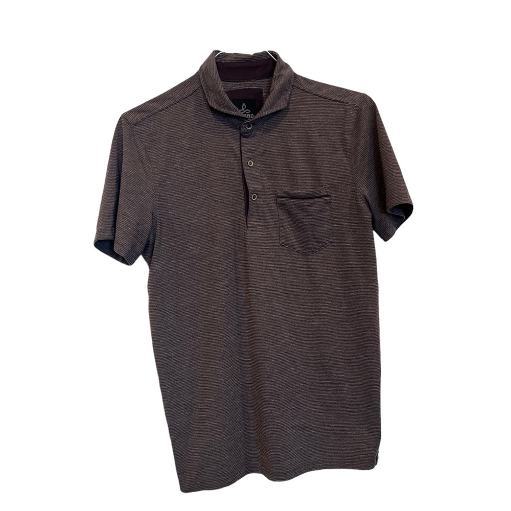 Prana Men’s Size Small Maroon Short Sleeve Collared Polyester‎ Blend Polo Shirt